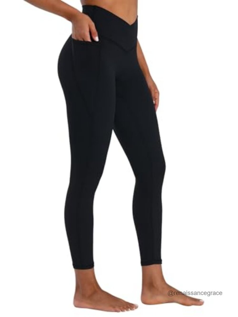 Sunzel No Front Seam Crossover Waist Workout Leggings with Pockets High Rise